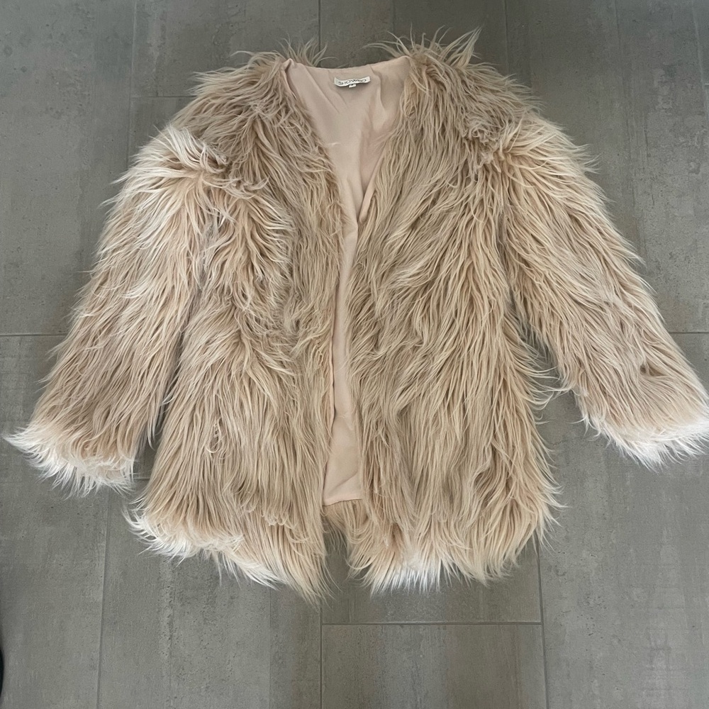 Showpo Faux Real Coat in Blush